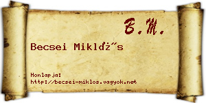 Becsei Miklós névjegykártya
